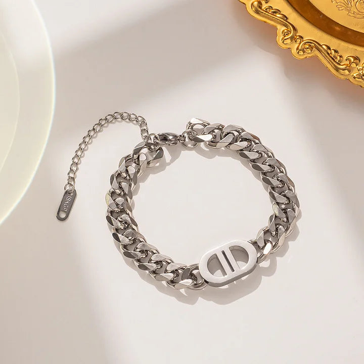Women Letter Geometric Titanium Steel 18K Gold Plated Bracelets