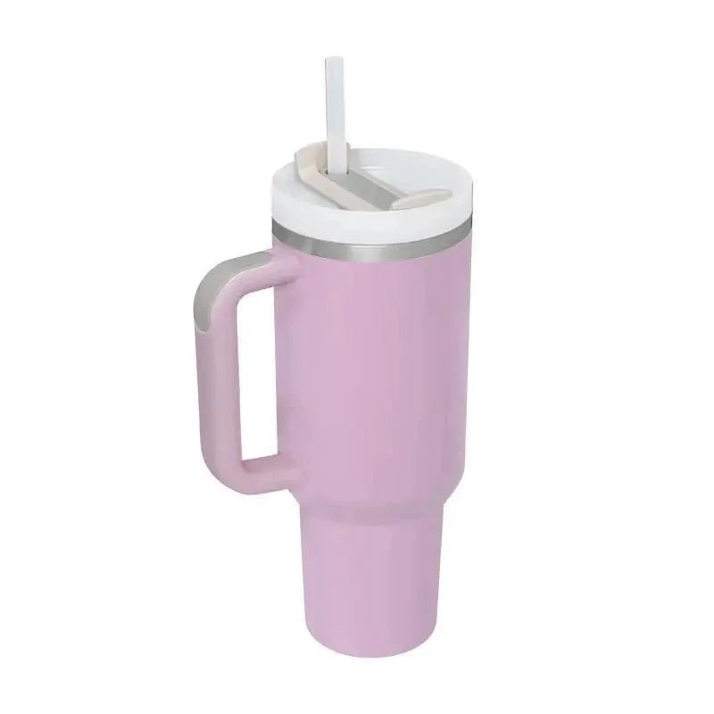 Nylon Plush Silica Gel Straw Decorative Cap 1 Set and Stainless Steel Thermos Cup 1 Piece