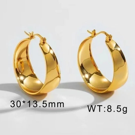 1 Pair Retro Streetwear Solid Color Plating Stainless Steel 18K Gold Plated Hoop Earrings