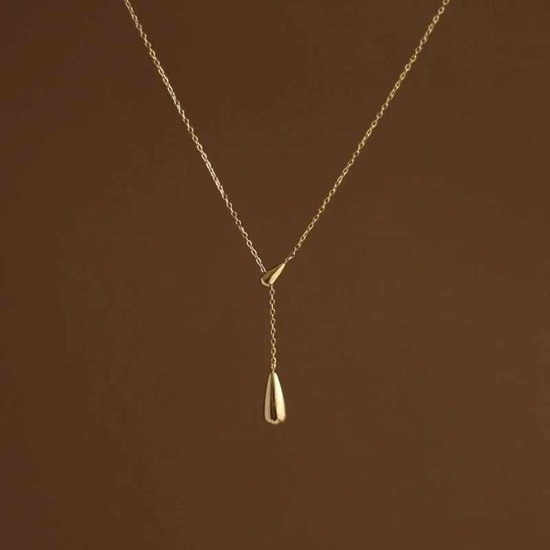 Fashion Water Droplets Titanium Steel Plating Pendant Necklace 1 Piece