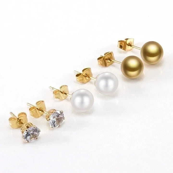 Modern Style Geometric Plating 304 Stainless Steel Zircon 18K Gold Plated Stainless Steel Earrings