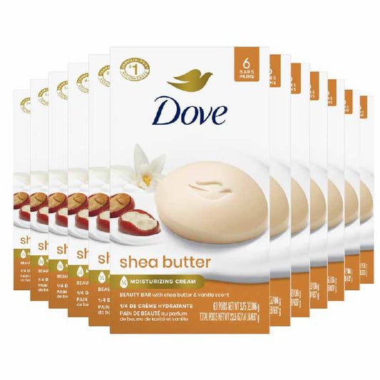 Dove Beauty Bar for Gentle Soft Skin Care Shea Butter 3.75 OZ 6 ct - 12 Pack (72 ct)