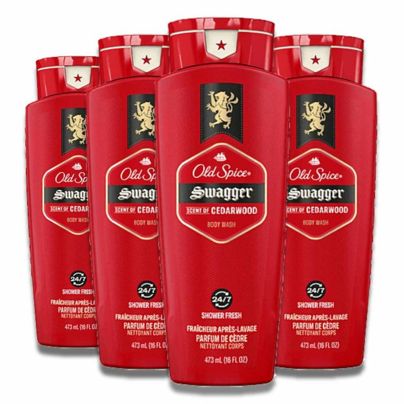 Old Spice - Body Wash For Men Swagger Scent of Cedarwood 16 oz - 4 Pack