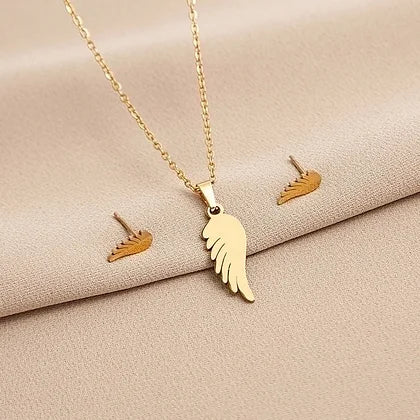 Stainless Steel Earrings Necklace Set Geometric Cross Palm Eye Rose Pendant