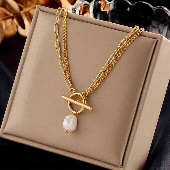 Baroque Pearl Decorative Necklace Niche Spring Summer OT Buckle Collarbone Chain 2023 Women's Trend