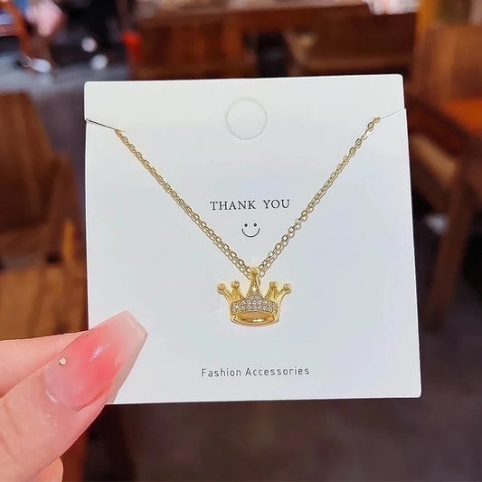 18k Fashion Titanium Steel Collarbone Chain Niche Pendant Versatile Pearl Necklace For Women